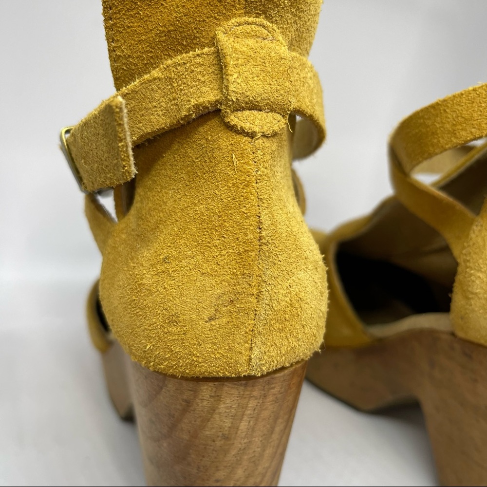 Free People Womens Yellow Taupe Suede Cedar Clog Shoes Size US 7/ 37 - Picture 12 of 15